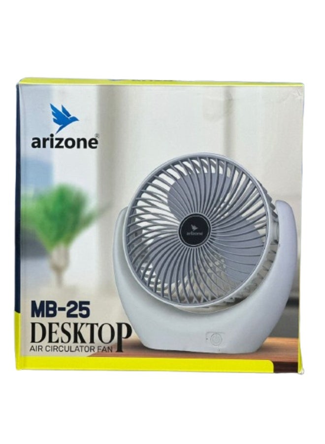arizone MB-25 Desktop Air Circulator Fan – Portable Rechargeable Fan, 2000mAh Battery, Quiet Cooling for Home & Office - Image 3